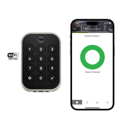 Yale Pro 2 Key Free Pushbutton Keypad Lock, Bluetooth with Wi-Fi Connect Bridge, Satin Nickel